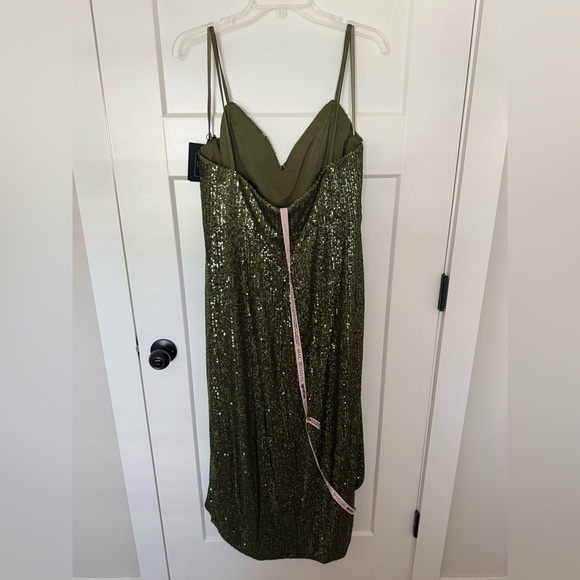 Mac Duggal 11272 Elegant Olive Green Sequin Dress - Picture 4 of 9